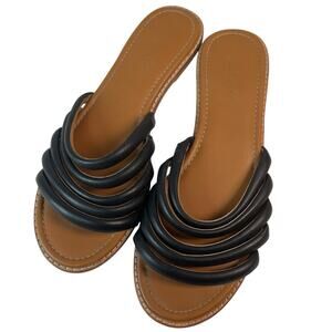 Madewell Addie Black Leather Slides US 8.5‎